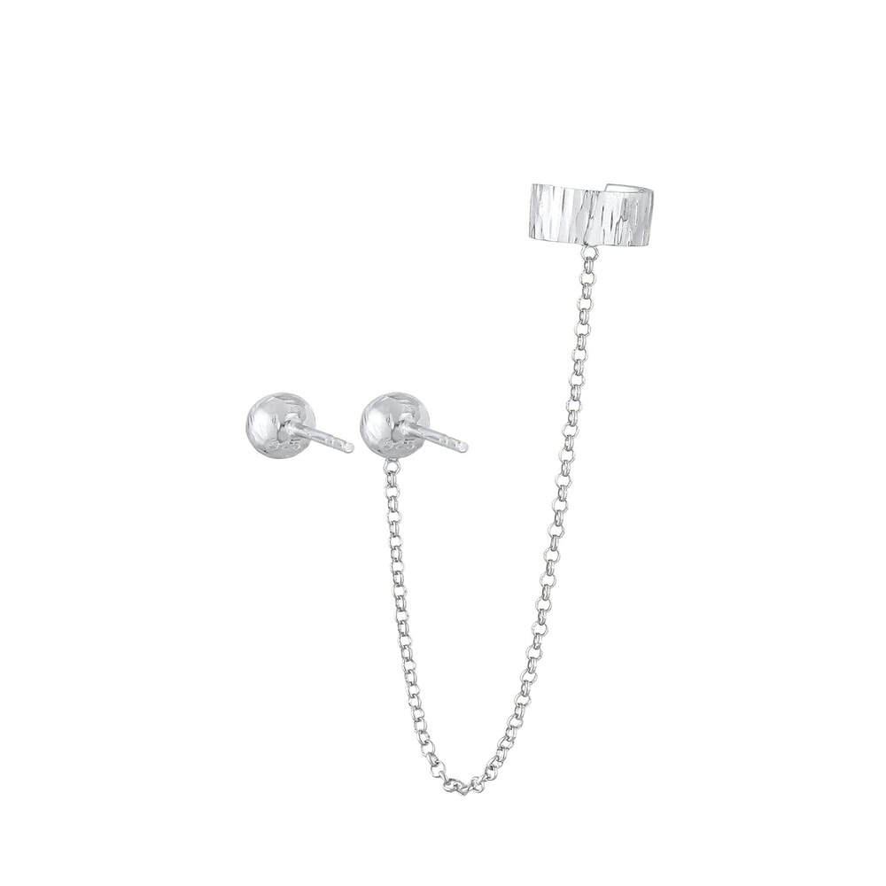 Elli Elli Boucles d'Oreilles Balle Trend Asymétrique Boucles d'Oreilles Femme - Argent Boucles d'oreilles
