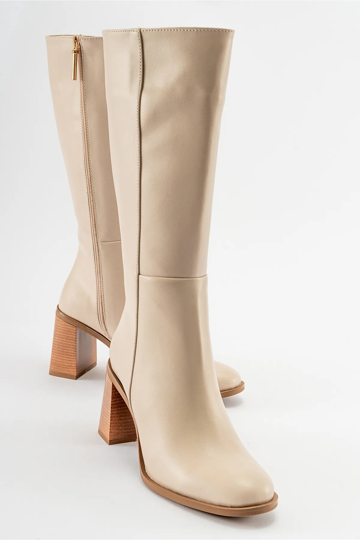 LuviShoes  MARANTA Beige Skin Damen-Stiefel mit Absatz
