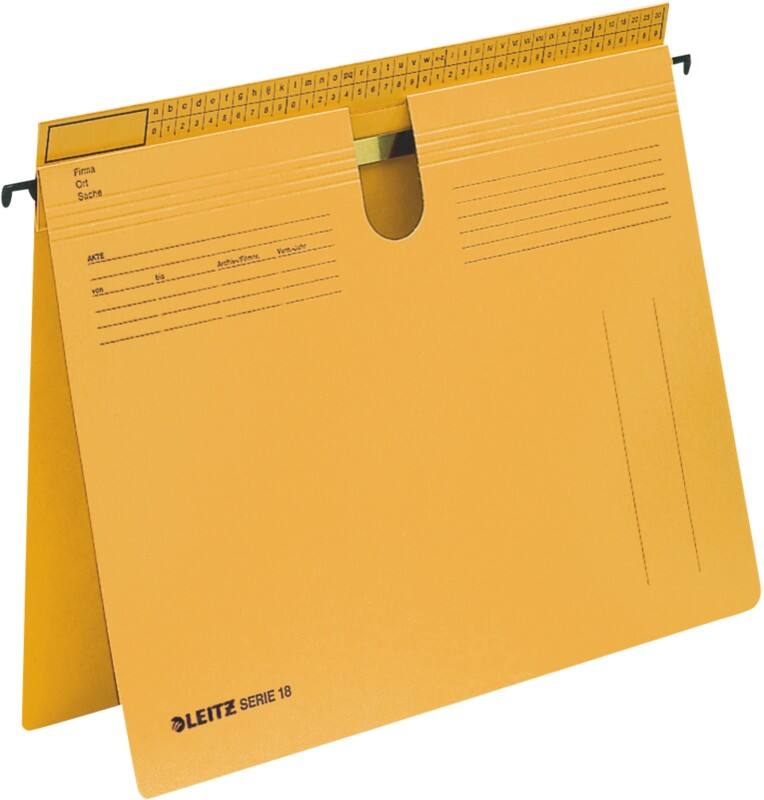 Leitz SERIE 18 Hängehefter 1814 DIN A4 Behördenheftung und Kaufmännische Heftung V-Base 15 mm 250 g/m² Gelb 100% Recycelter Manila-Karton