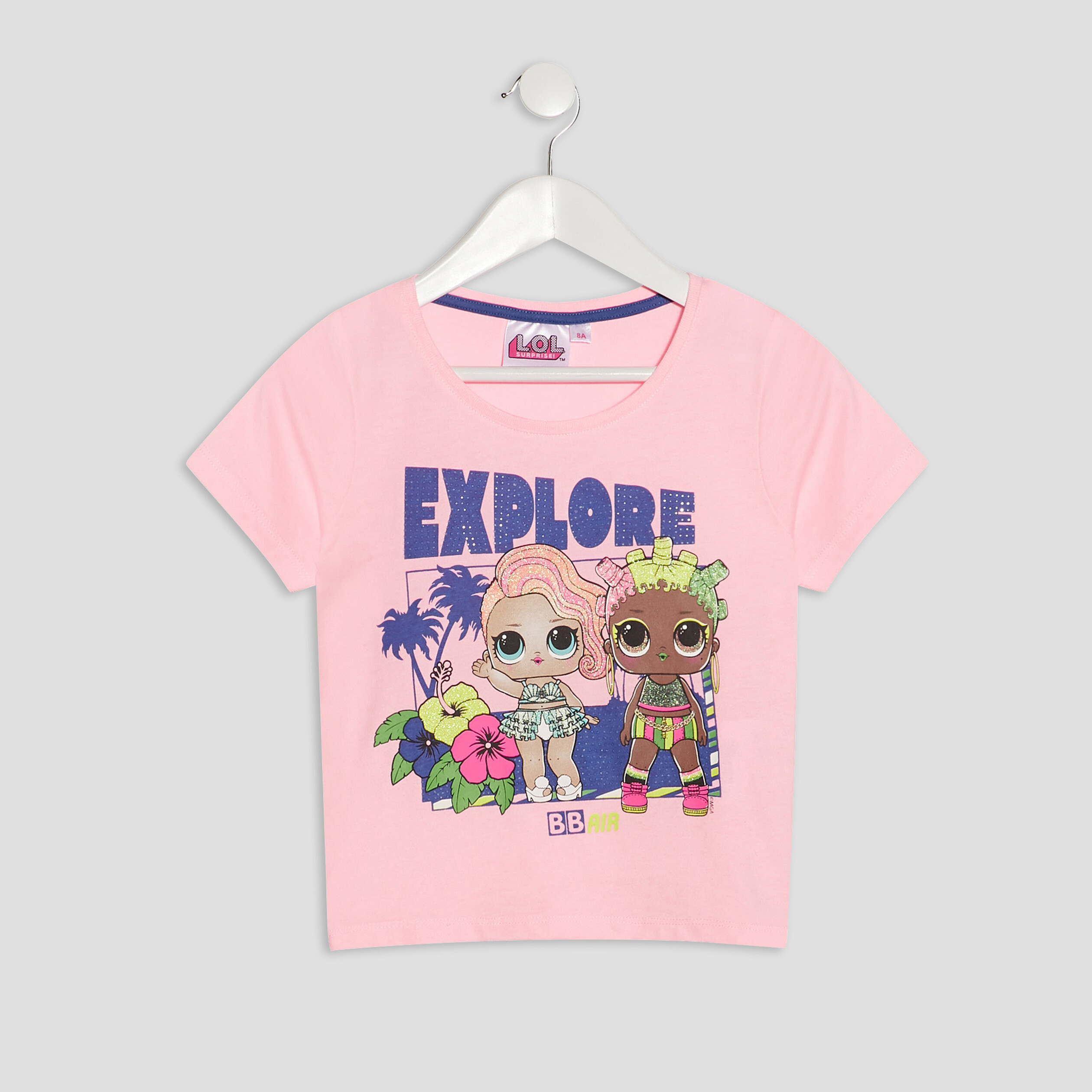 T-shirt manches courtes LOL rose fille | La Halle