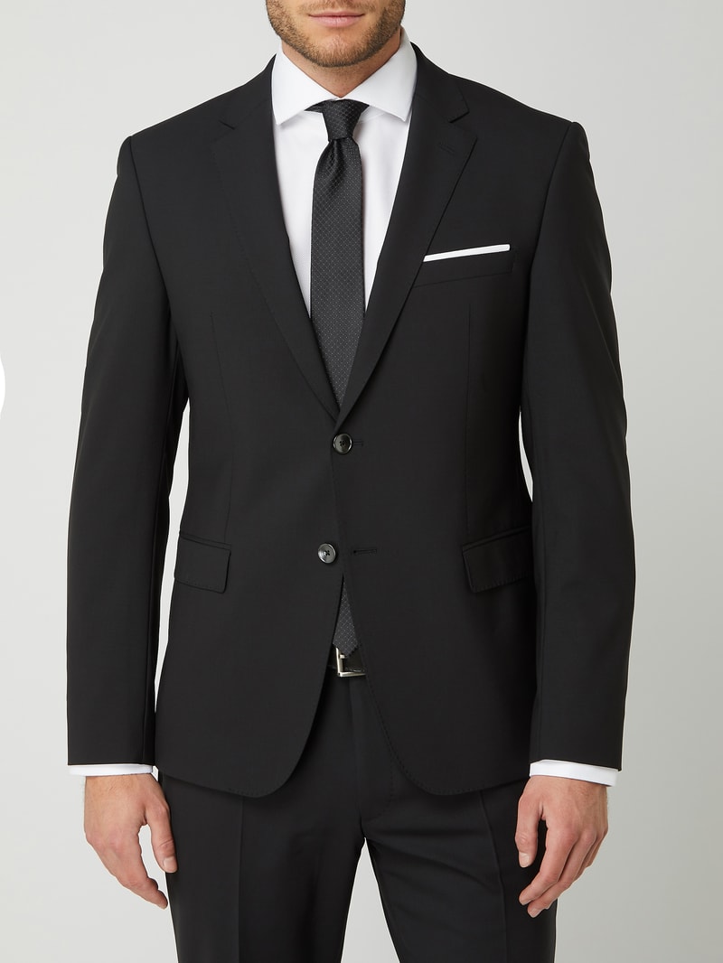 Slim Fit 2-Knopf-Sakko mit Stretch-Anteil Modell 'Herby' in schwarz