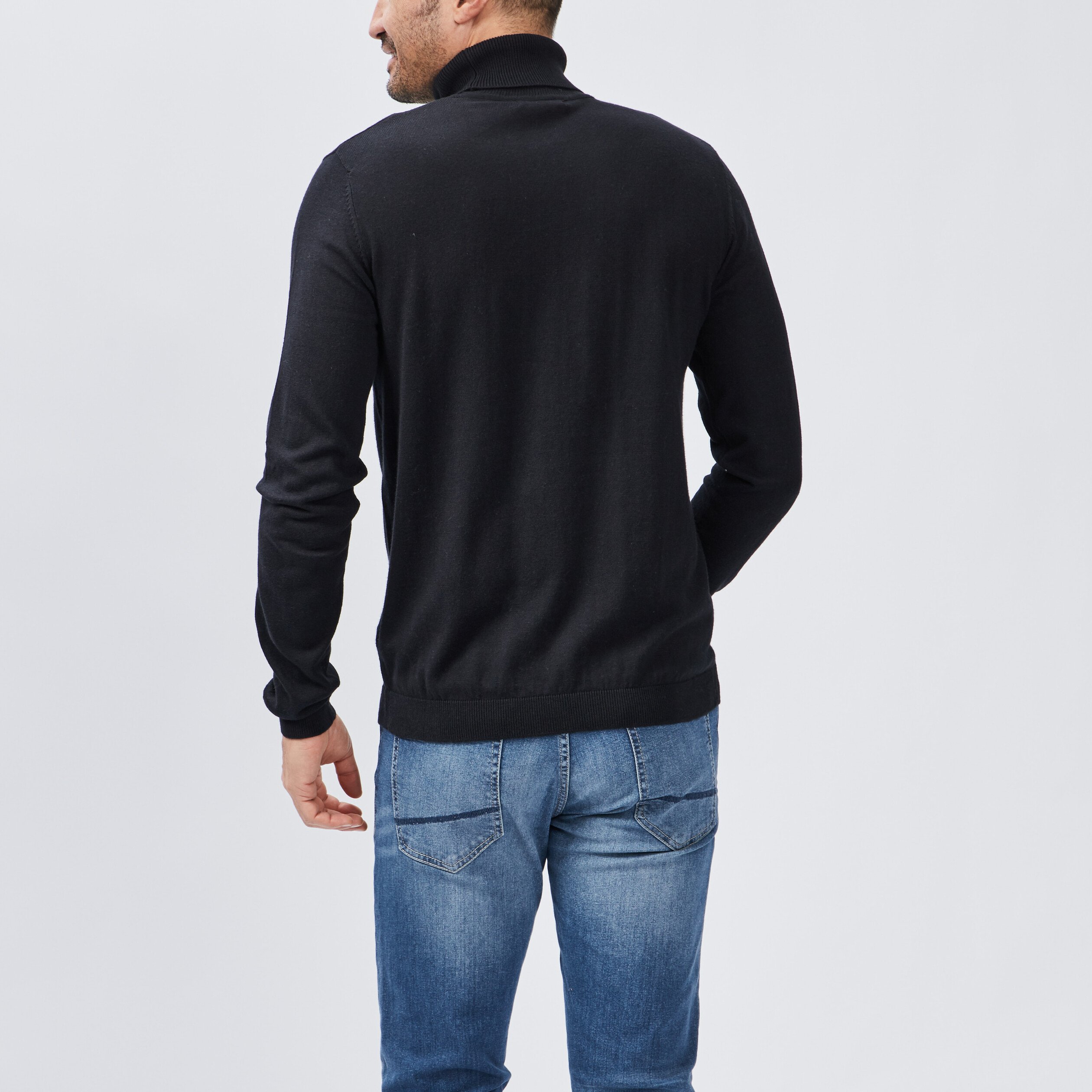 Pull avec col roulé noir homme | La Halle