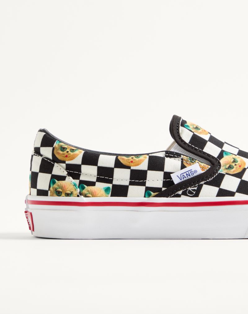 Baskets slip-on Valentino Garavani et Vans en tissu imprimé Le Chat De La Maison et motif à damier VLogo.