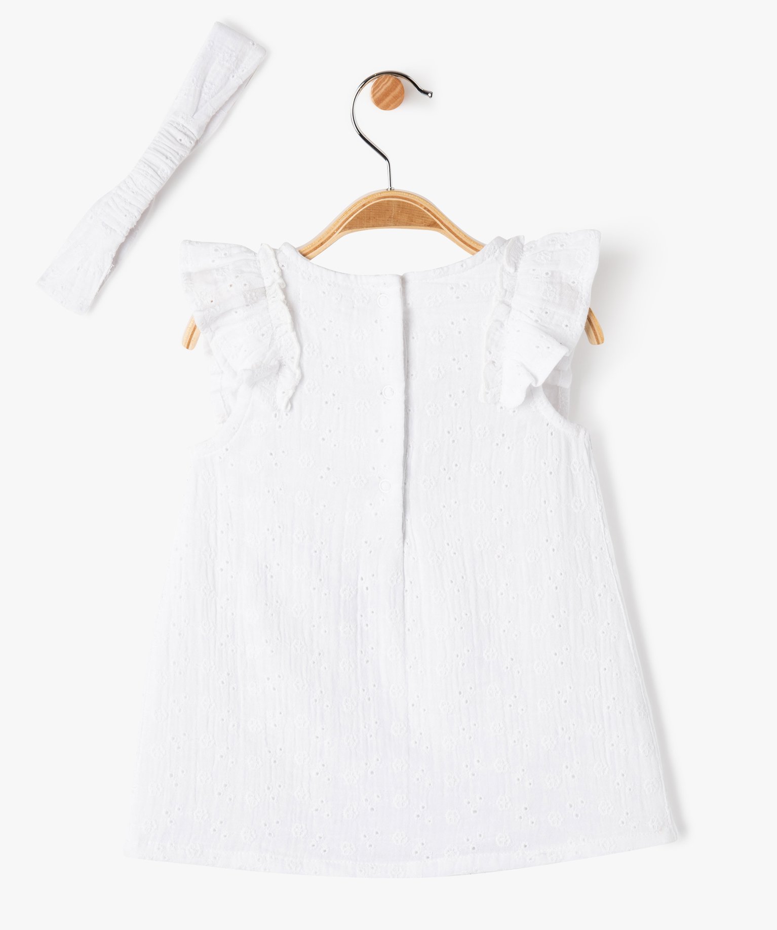 Ensemble bébé fille 2 pièces : robe + bandeau à cheveux ... blanc | GEMO