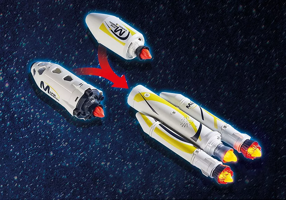 Mars-Rakete mit Startrampe