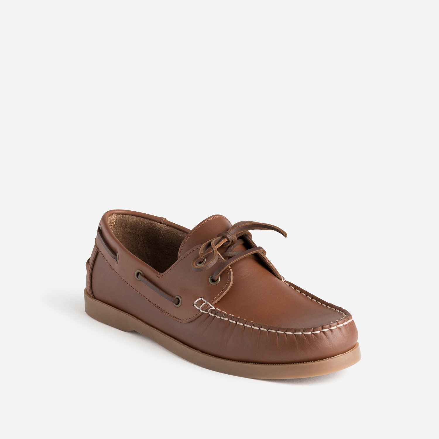 Chaussure bateau cognac en cuir