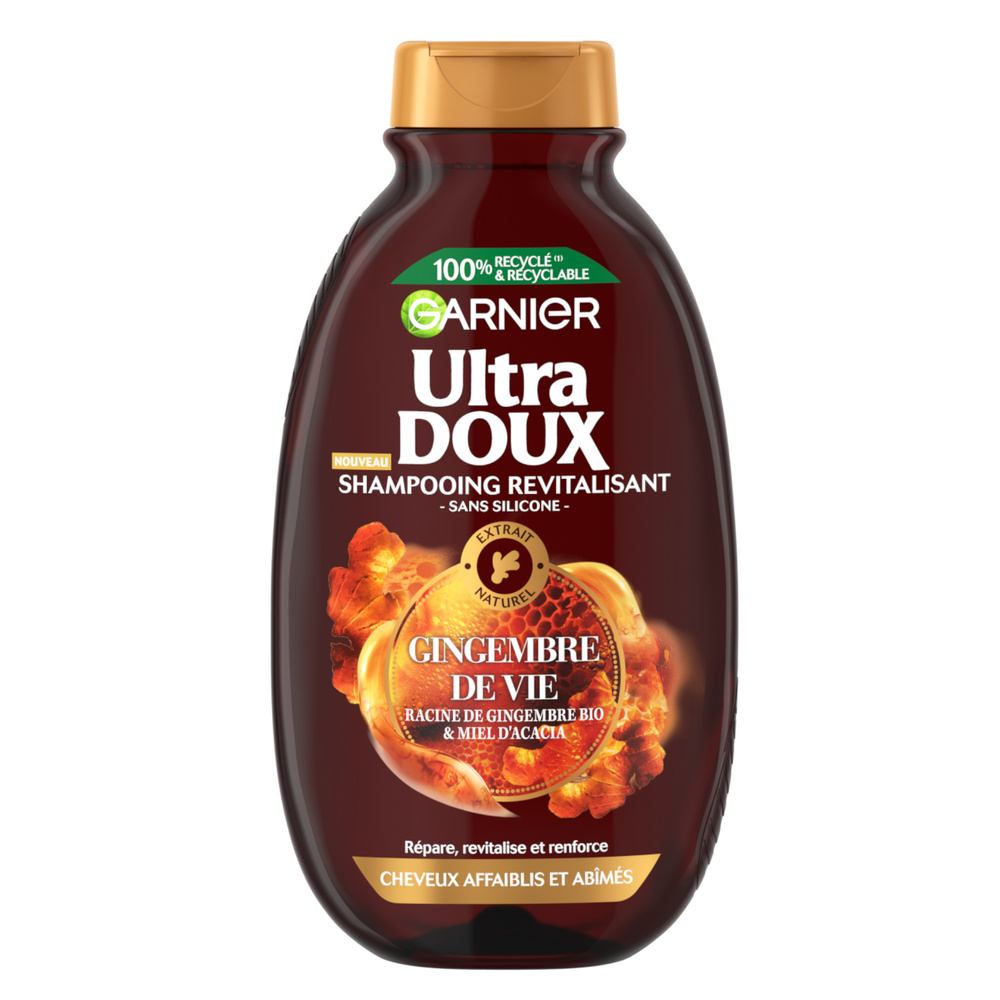 garnier Ultra Doux Gingembre de Vie Shampoing au Gingembre Revitalisant pour cheveux Affaiblis