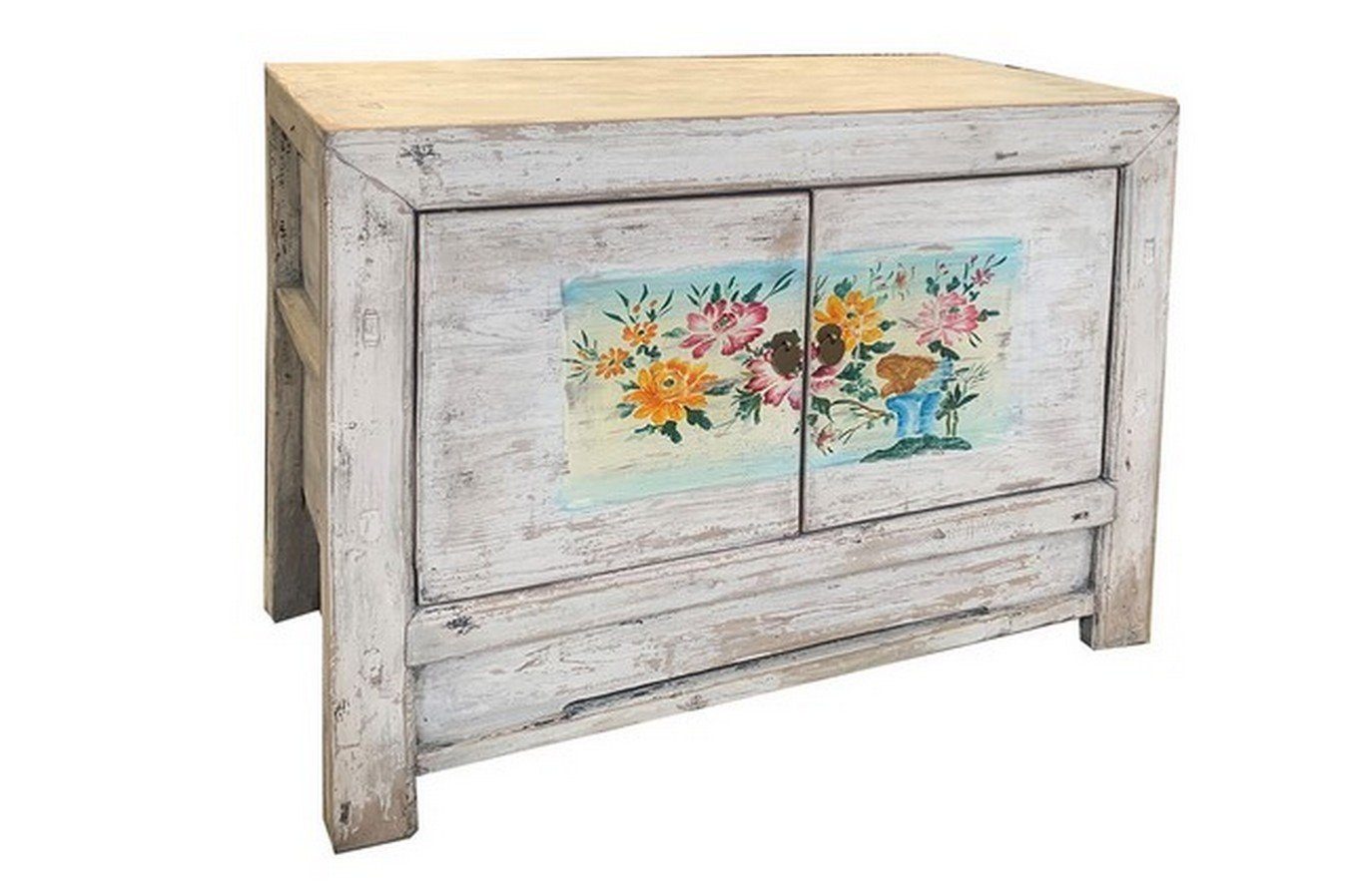 daslagerhaus living Bauernschrank Anrichte Shanxi weiß flower 105cm