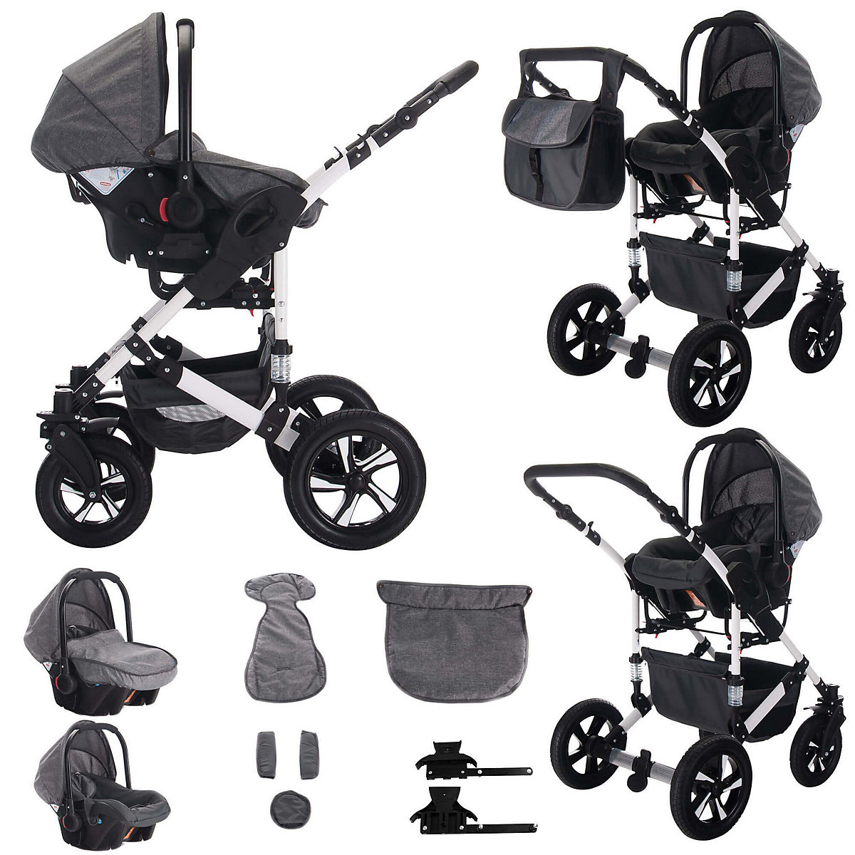 Florida | 3 in 1 Kombi Kinderwagen Komplettset | Luftreifen Kombikinderwagen