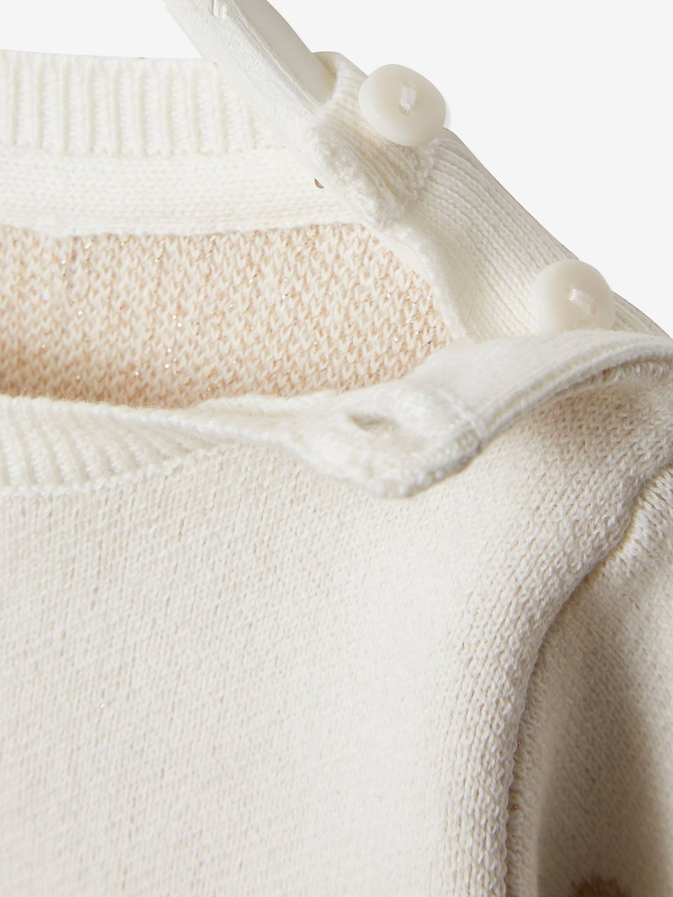 Pull jacquard coeurs bébé fille ivoire