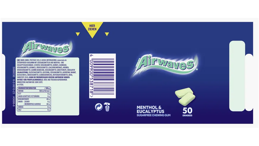 Wrigley's Airwaves® Menthol & Eucalyptus Kaugummi zuckerfrei