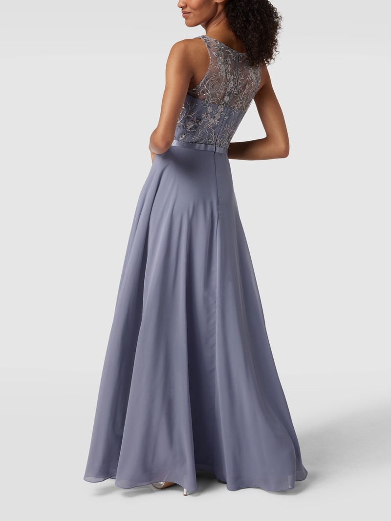 Abendkleid mit Paillettenbesatz in bleu