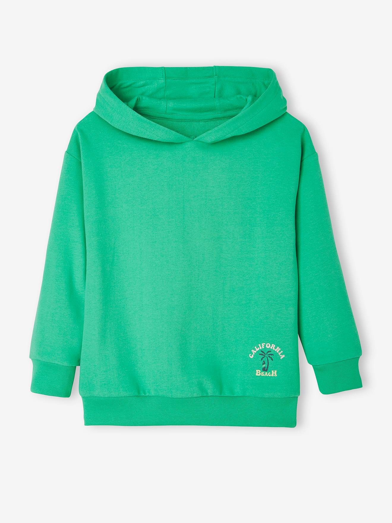 Sweat à capuche garçon maxi motif au dos vert