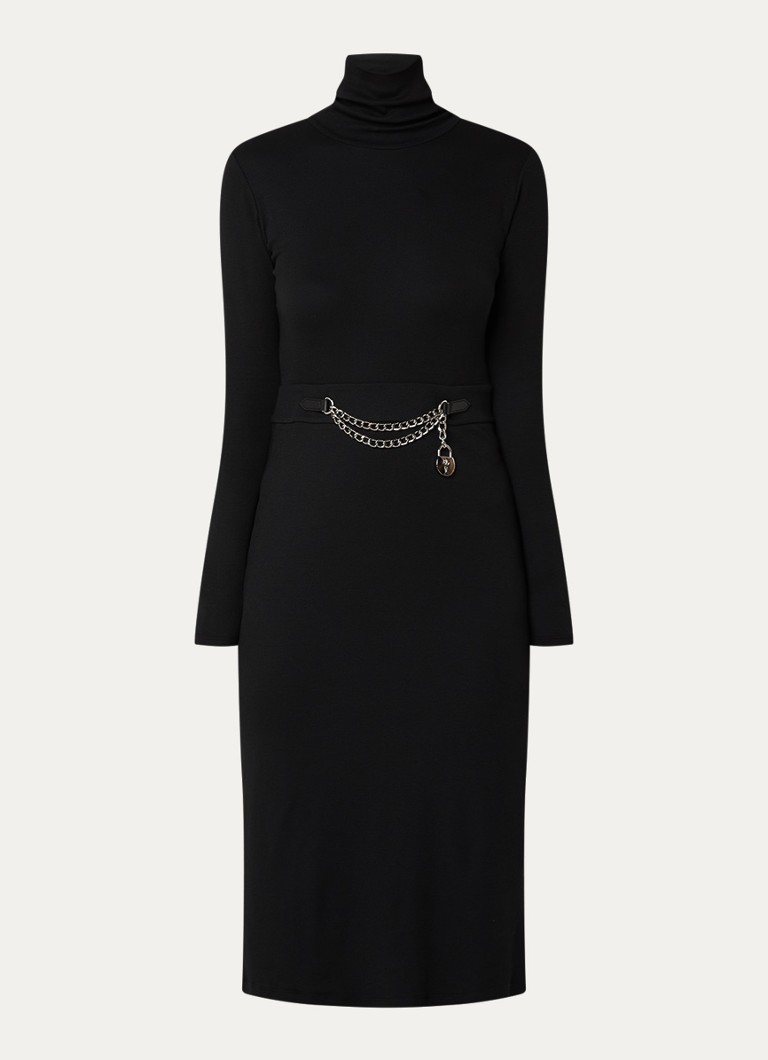 Ralph Lauren Rib-knit midi dress with turtleneck and side slit