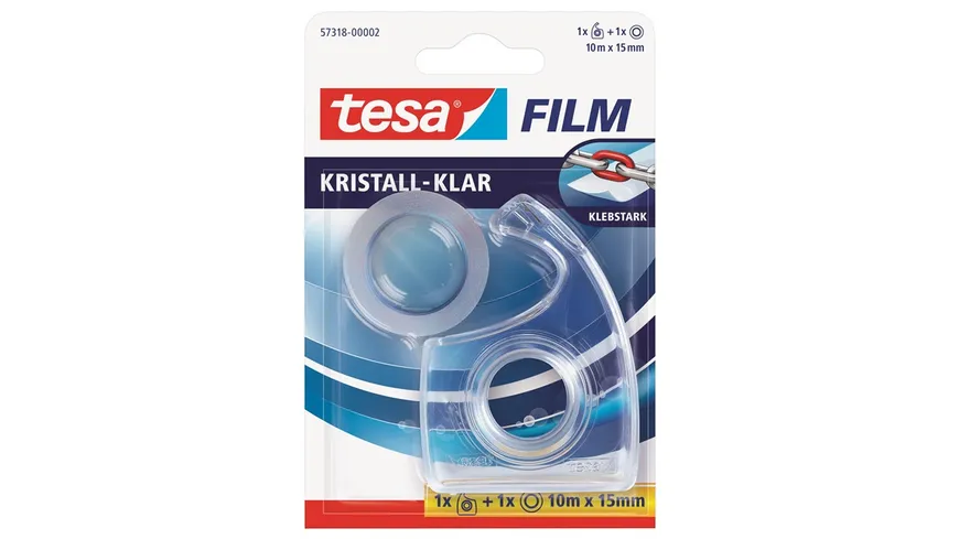 tesa® EasyCut Handabroller inkl.1 Rolle tesafilm kristall-klar 10m x 15mm 10 m transparent