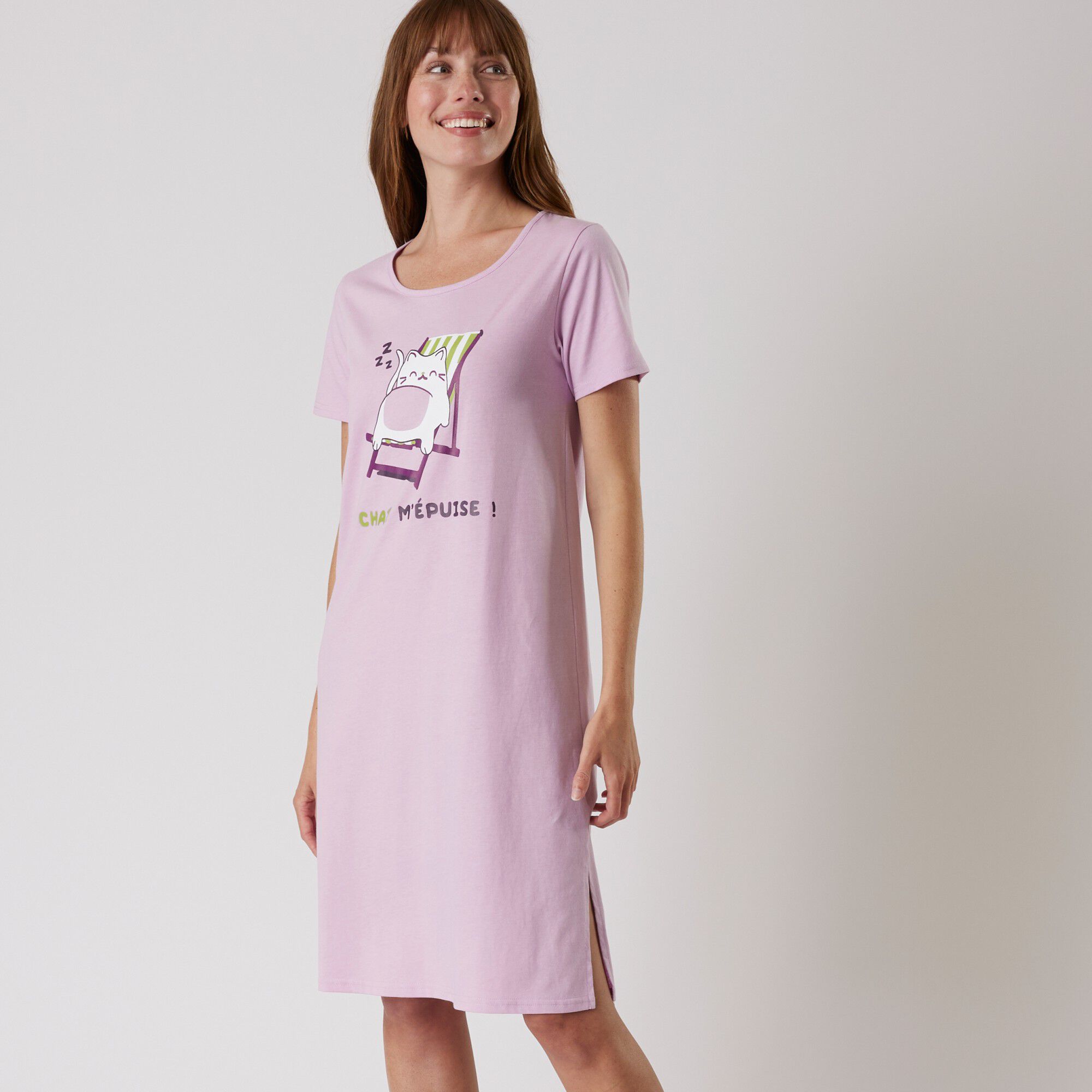Chemise de nuit courte manches courtes – imprimé 