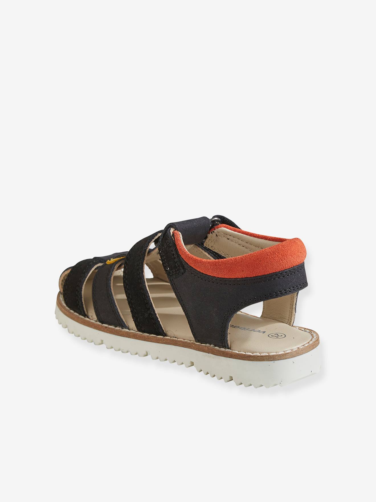 Sandales scratchées garçon en cuir sable