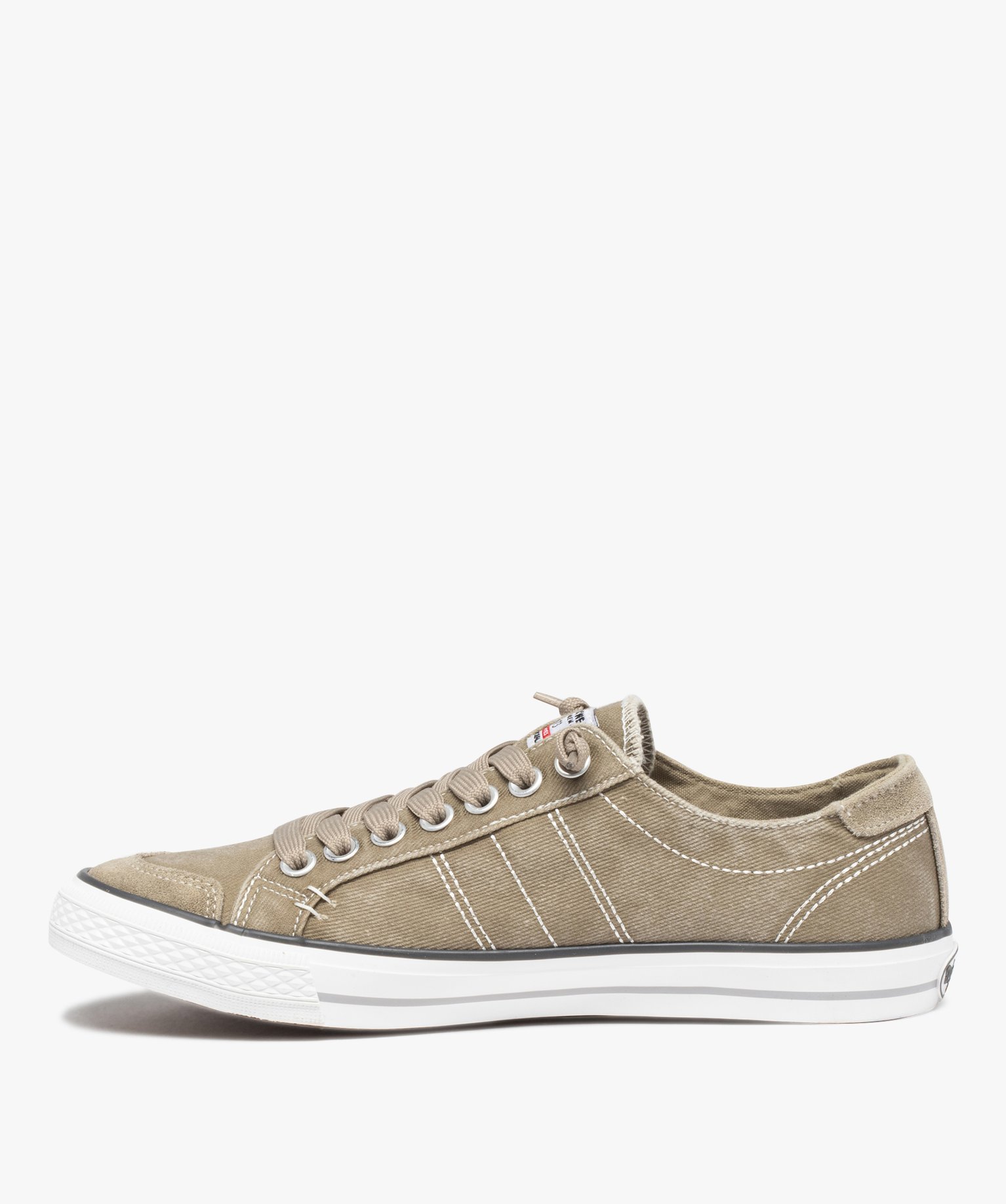 Baskets homme en toile denim unie à lacets - Dockers beige | GEMO