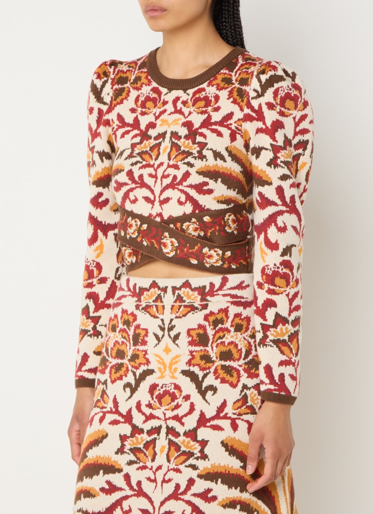 Λεπτά πλεκτό crop top με φλοράλ print από την Rio Toucans farmer