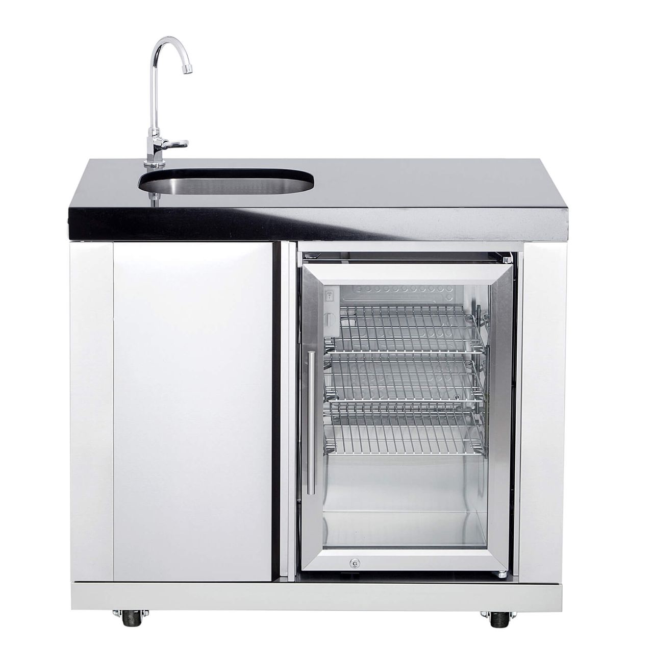 Allgrill Modul 1 Anbauwaschbecken/Kühlschrankkombination CASO Kühlschrank 96x58x90 cm