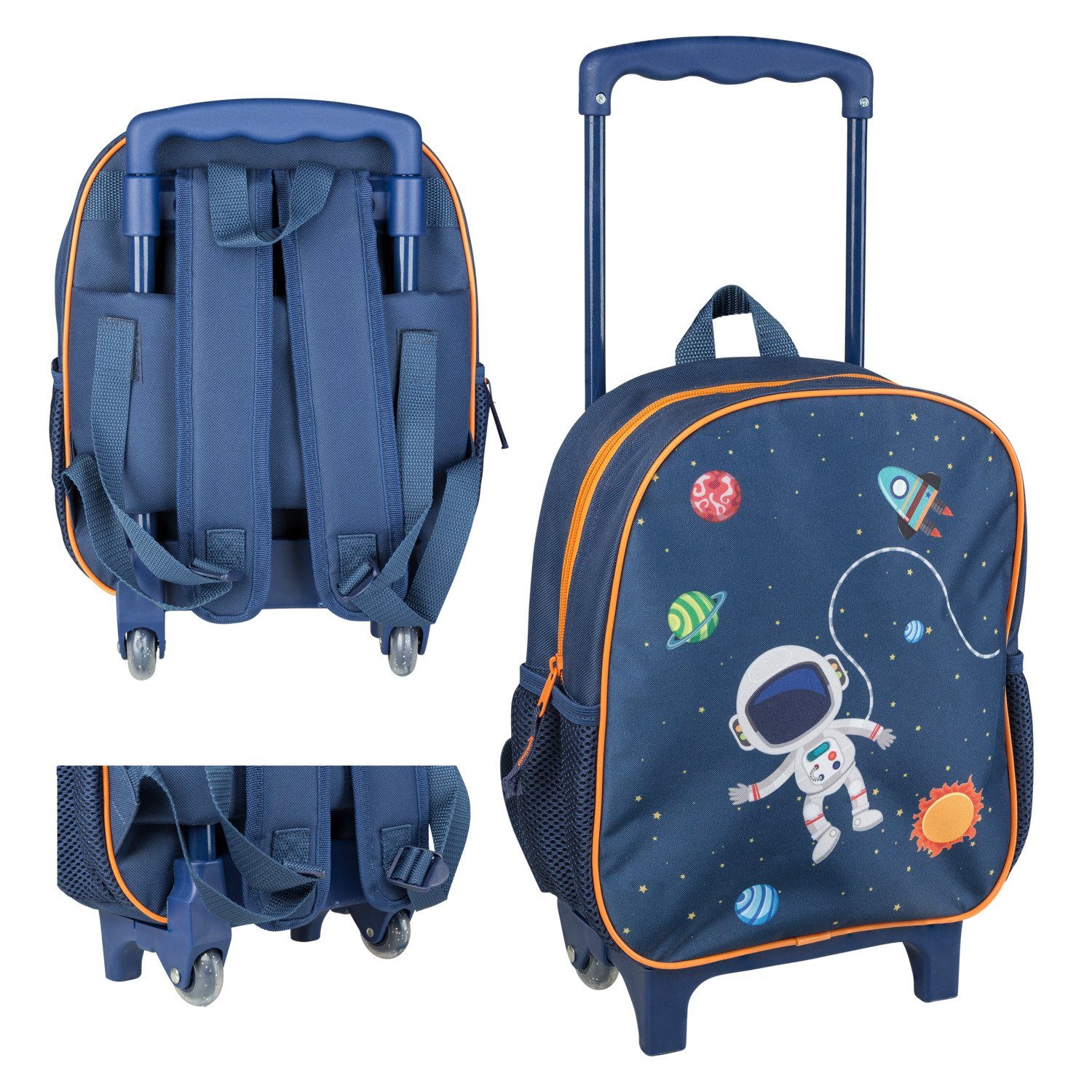 Idena Kofferrucksack Idena 20068 - Rucksack Trolley mit 2 Glitter Rollen, für Kinder, dunke