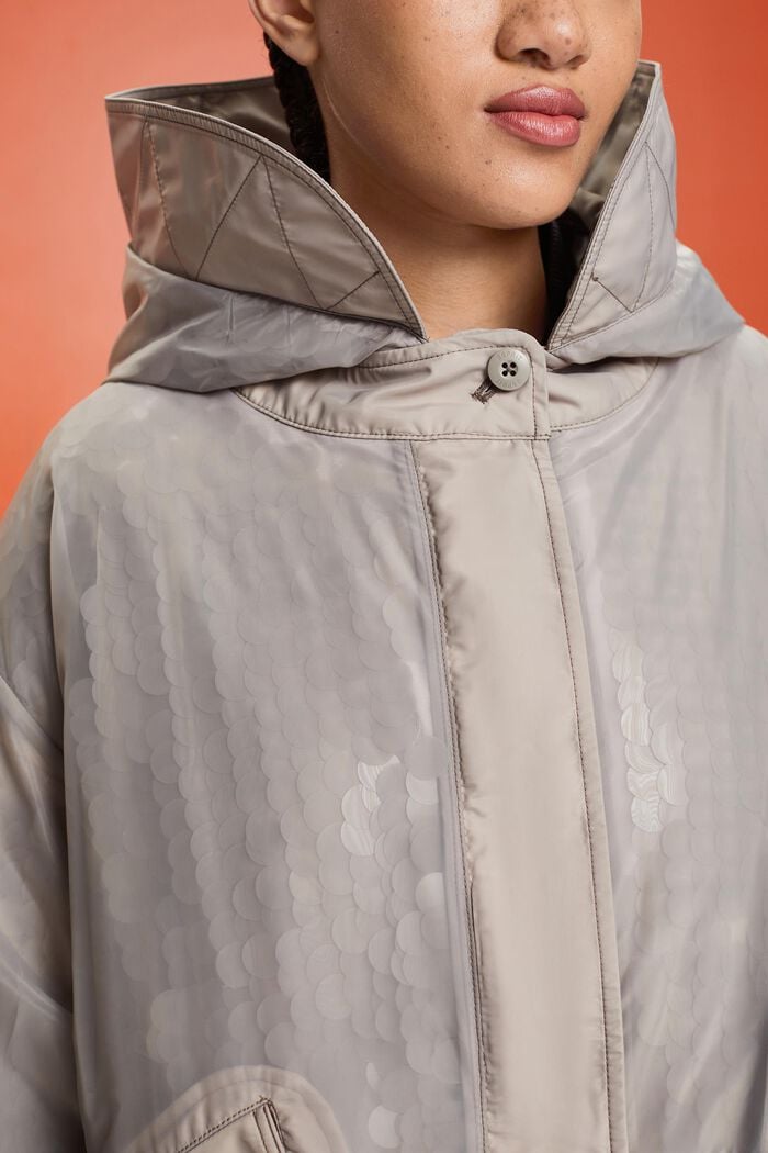 Halbtransparenter Kapuzen-Parka mit Pailletten