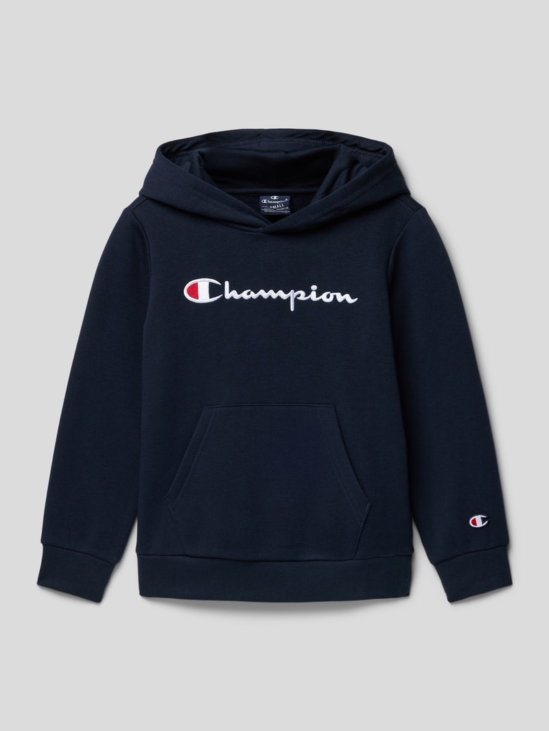 Hoodie mit Label-Print in marineblau