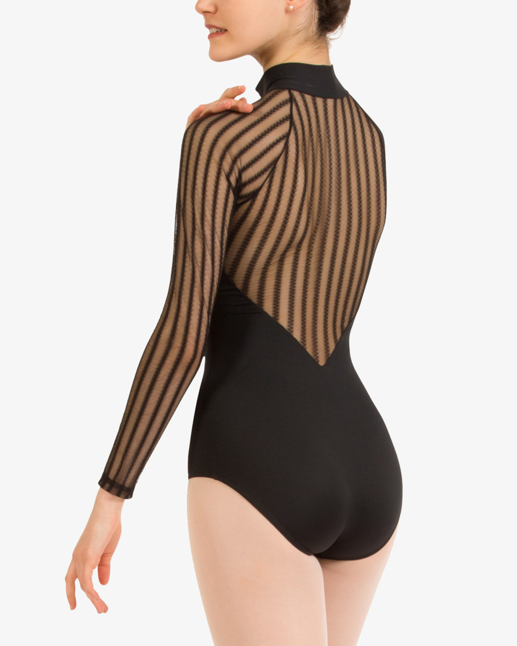 Fishnet officer collar leotard