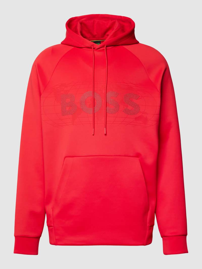 Hoodie mit Label-Detail Modell 'Soody' in kirschrot