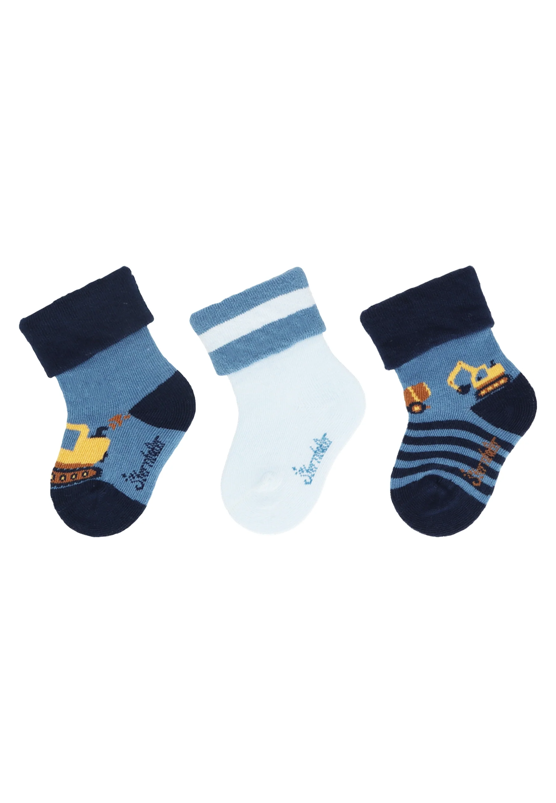 Socken im 3er Pack mit Motiv Bagger in versch. Farben