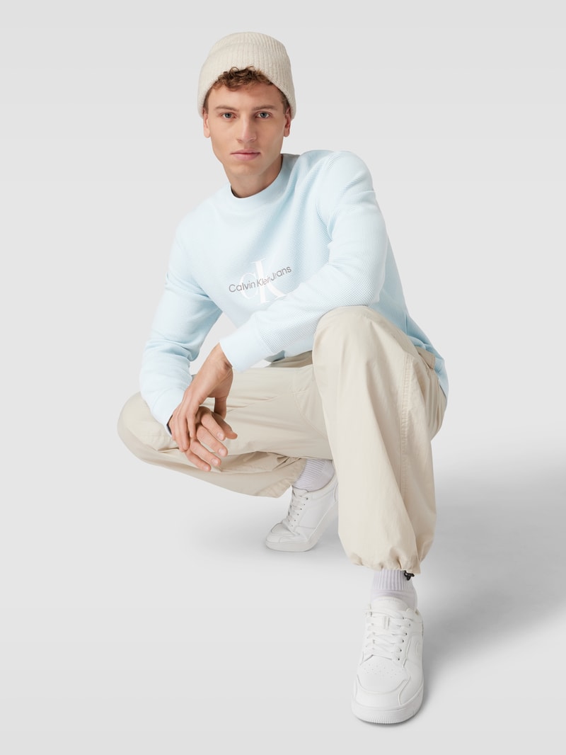 Longsleeve in Waffelstruktur Modell 'ARCHIVAL' in hellblau