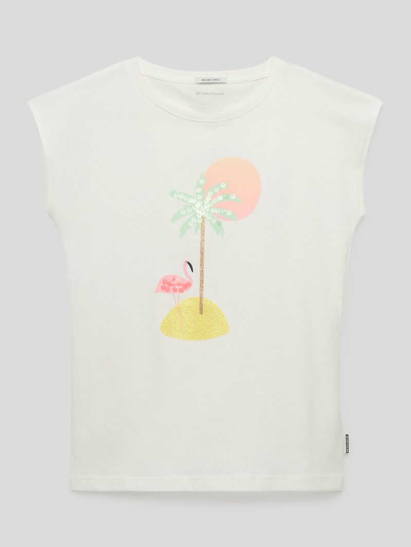 T-Shirt mit Motiv-Print in weiß