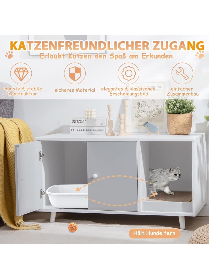 COSTWAY Katzenschrank mit Kratzbrett in Grau günstig kaufen 50 cm
