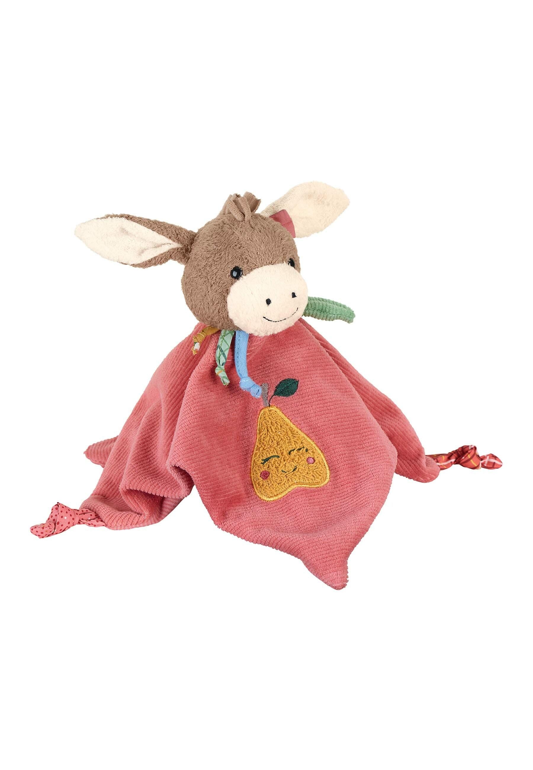 Schmusetuch Esel Emmily in Hellrot, 26 cm