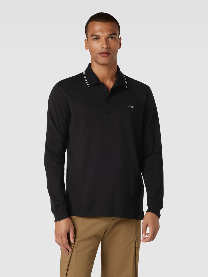 Poloshirt mit Logo-Stitching in schwarz
