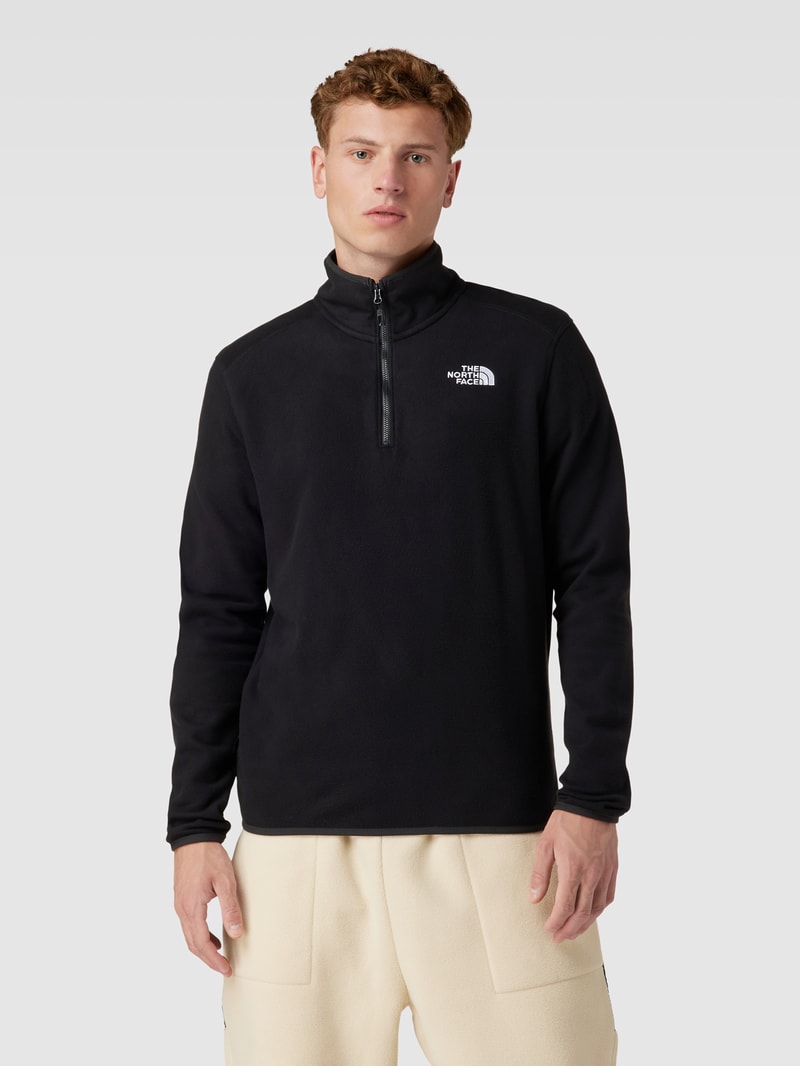 Fleecepullover mit Troyer-Kragen Modell '100 GLACIER' in schwarz