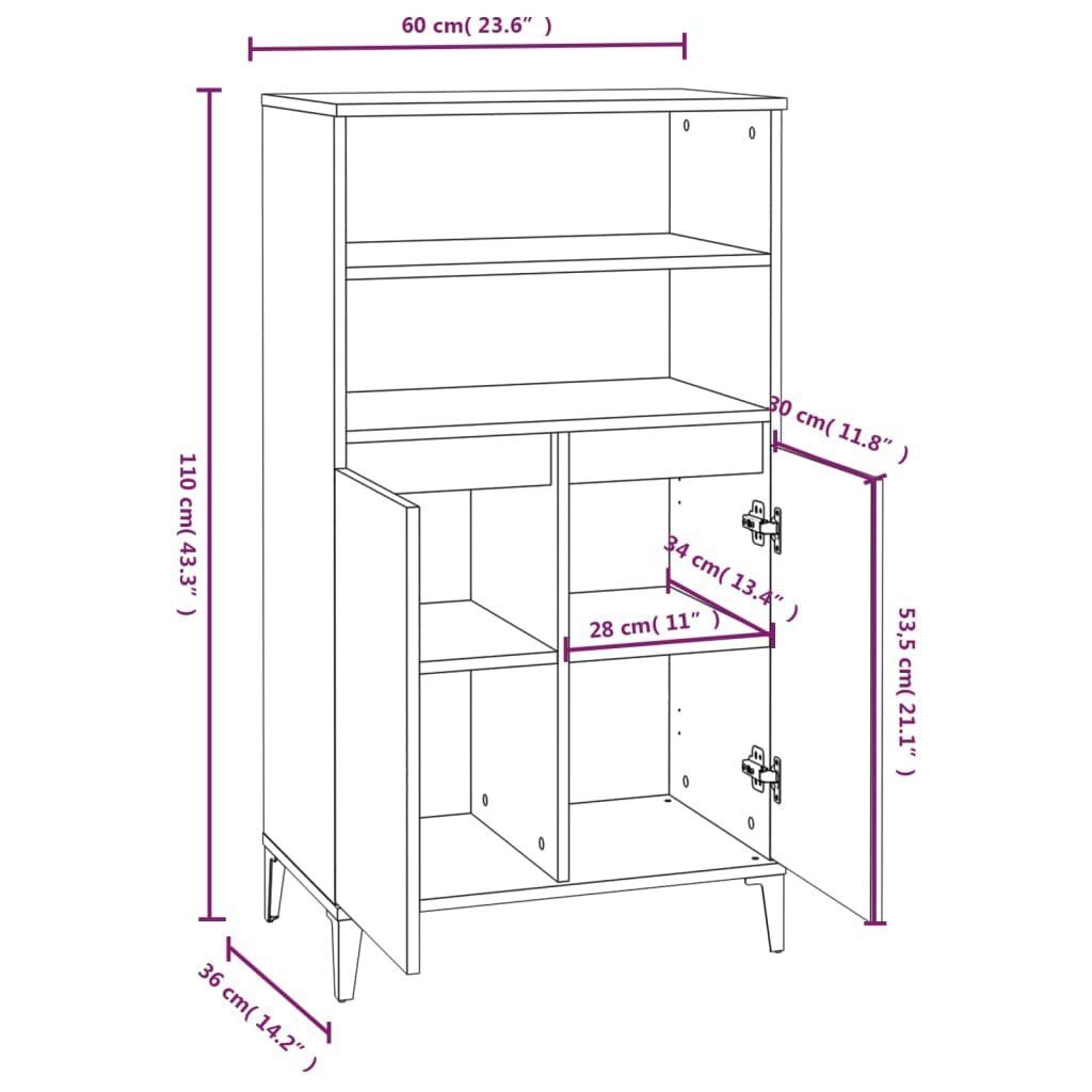 vidaXL Sideboard Highboard Räuchereiche 60x36x110 cm Holzwerkstoff (1 St)