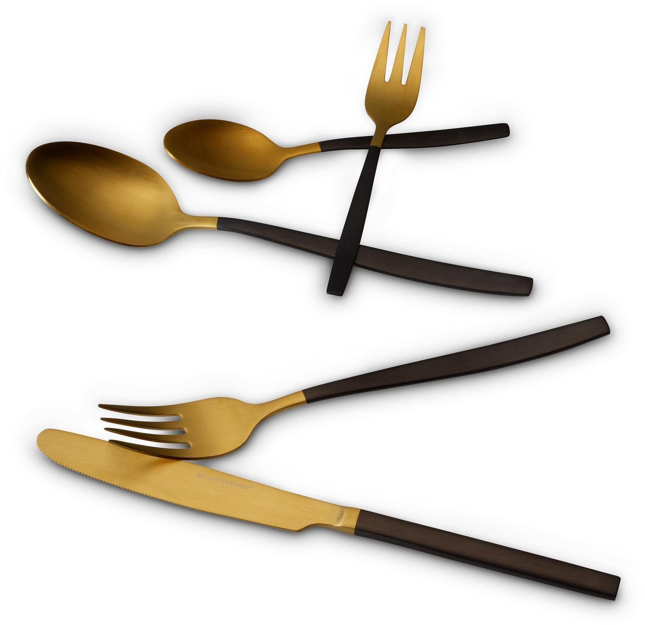 ECHTWERK Besteck-Set Positano Due, Edelstahl 18/10, zweifarbig, (PVD-beschichtet), Kopf gold mattiert