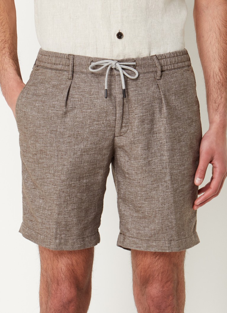 Pantaloni scurți chino Profuomo cu croială dreaptă, confecționați dintr-un amestec de in melanj.