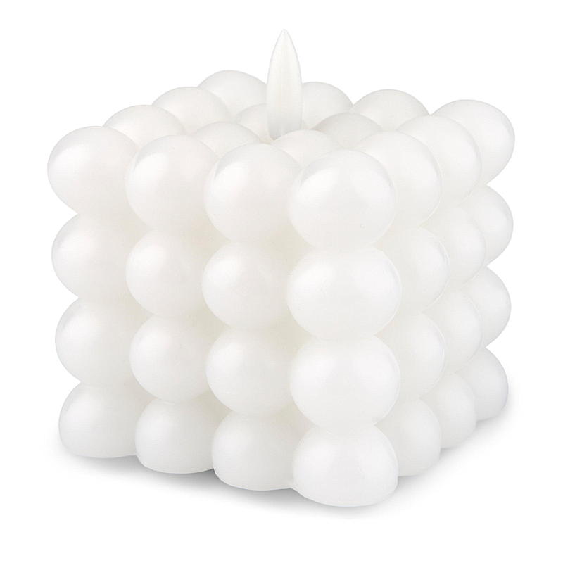Vie Selected Kube LED-lys Boble 8,5x8,5x7,5 cm m/timer hvit