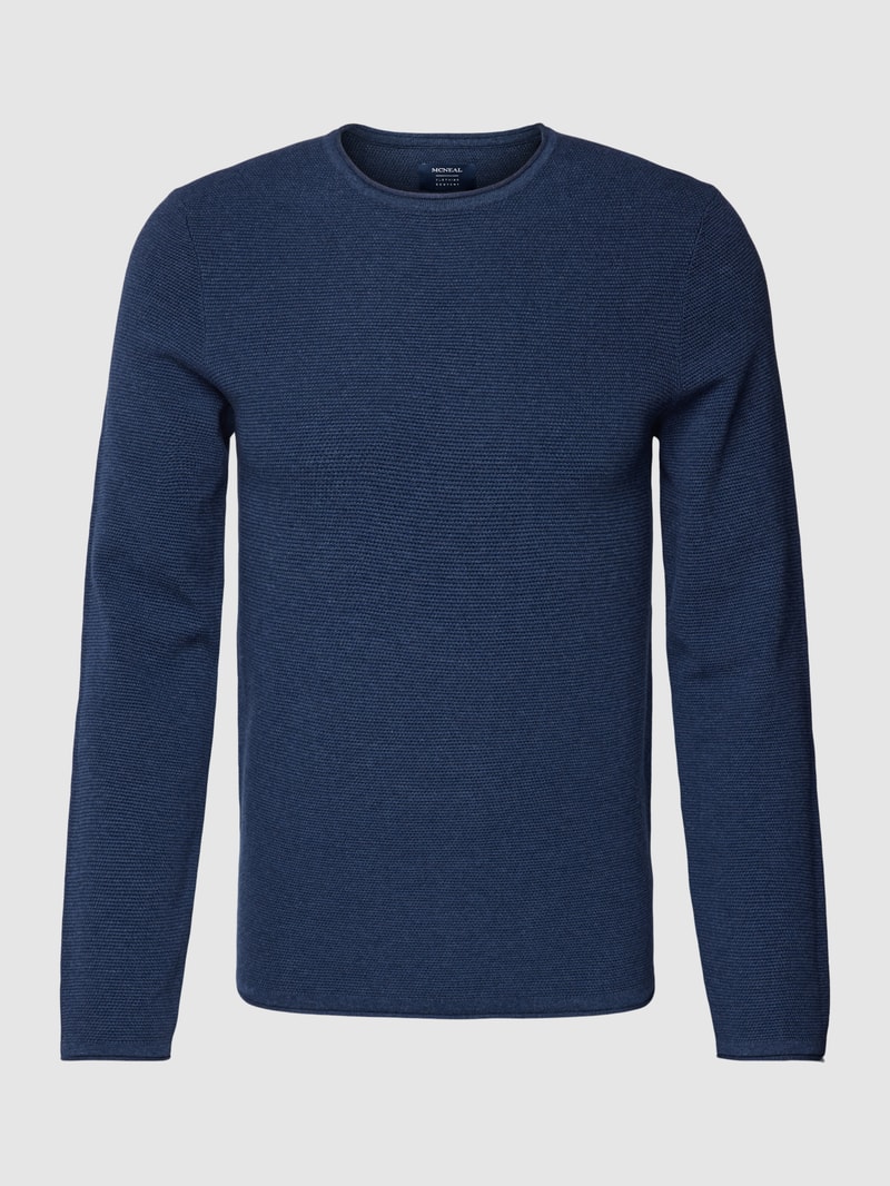 Strickpullover mit Rundhalsausschnitt in marineblau meliert