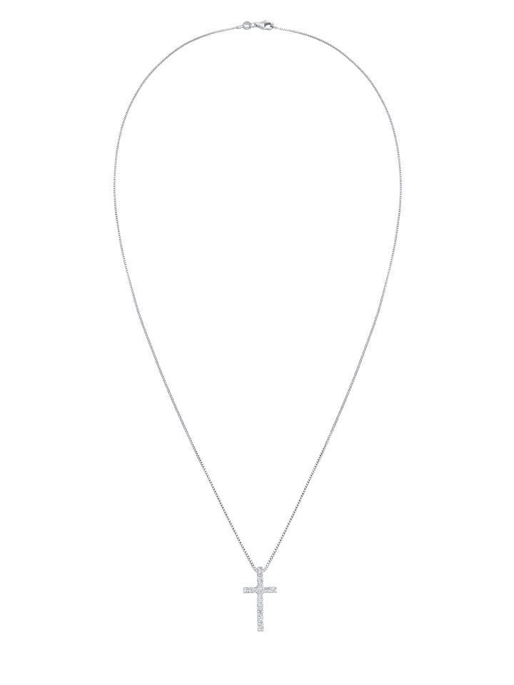 KUZZOI Halskette 925 Sterling Silber Kreuz in Weiß günstig kaufen 60 cm
