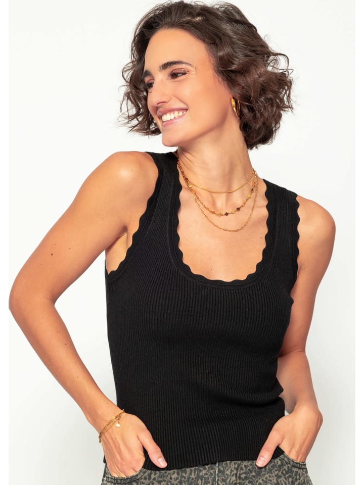 SASSYCLASSY Tank Top mit Bogenkante in Schwarz günstig kaufen
