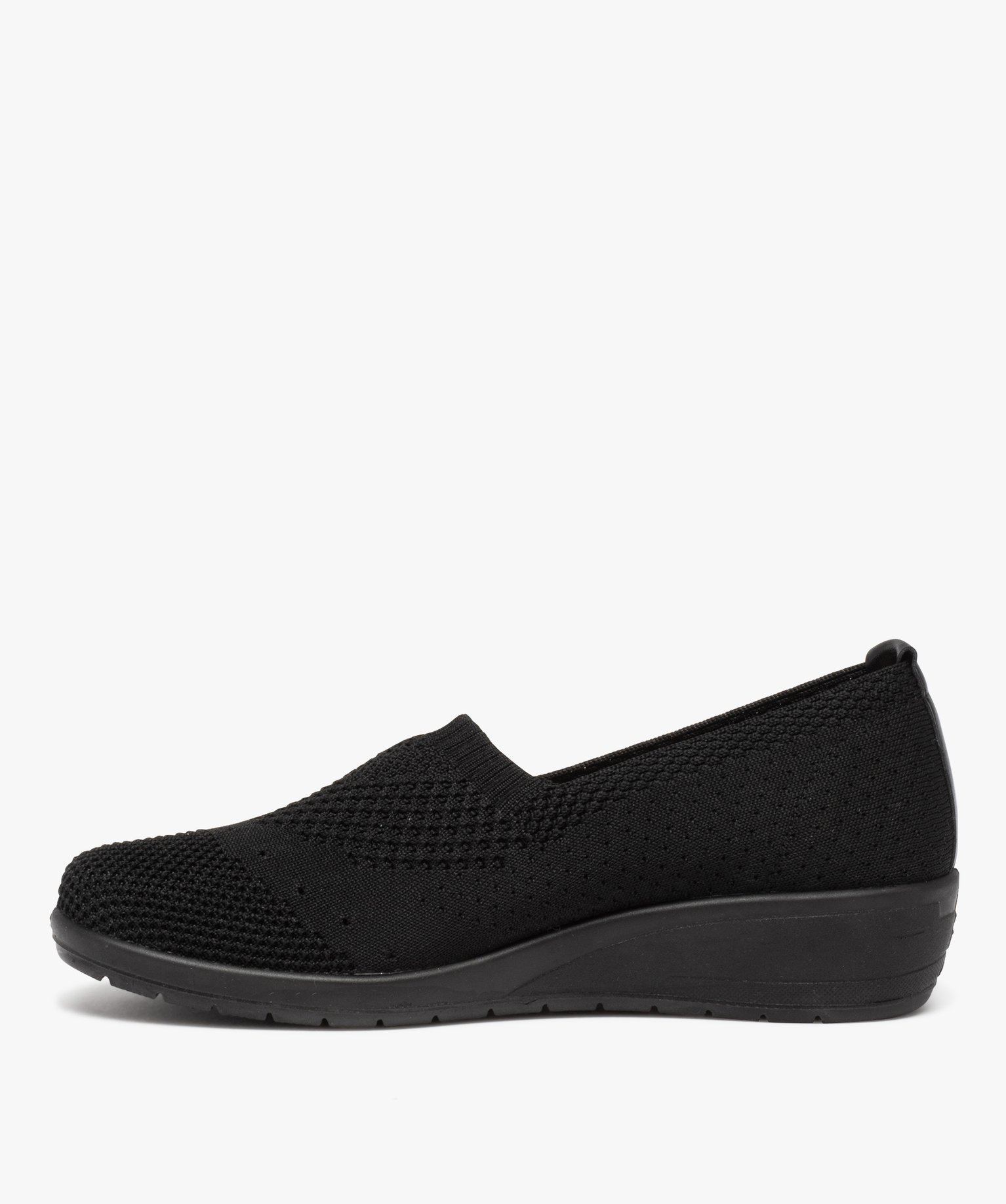 Mocassins femme confort unis en mesh à semelle compensée noir | GEMO