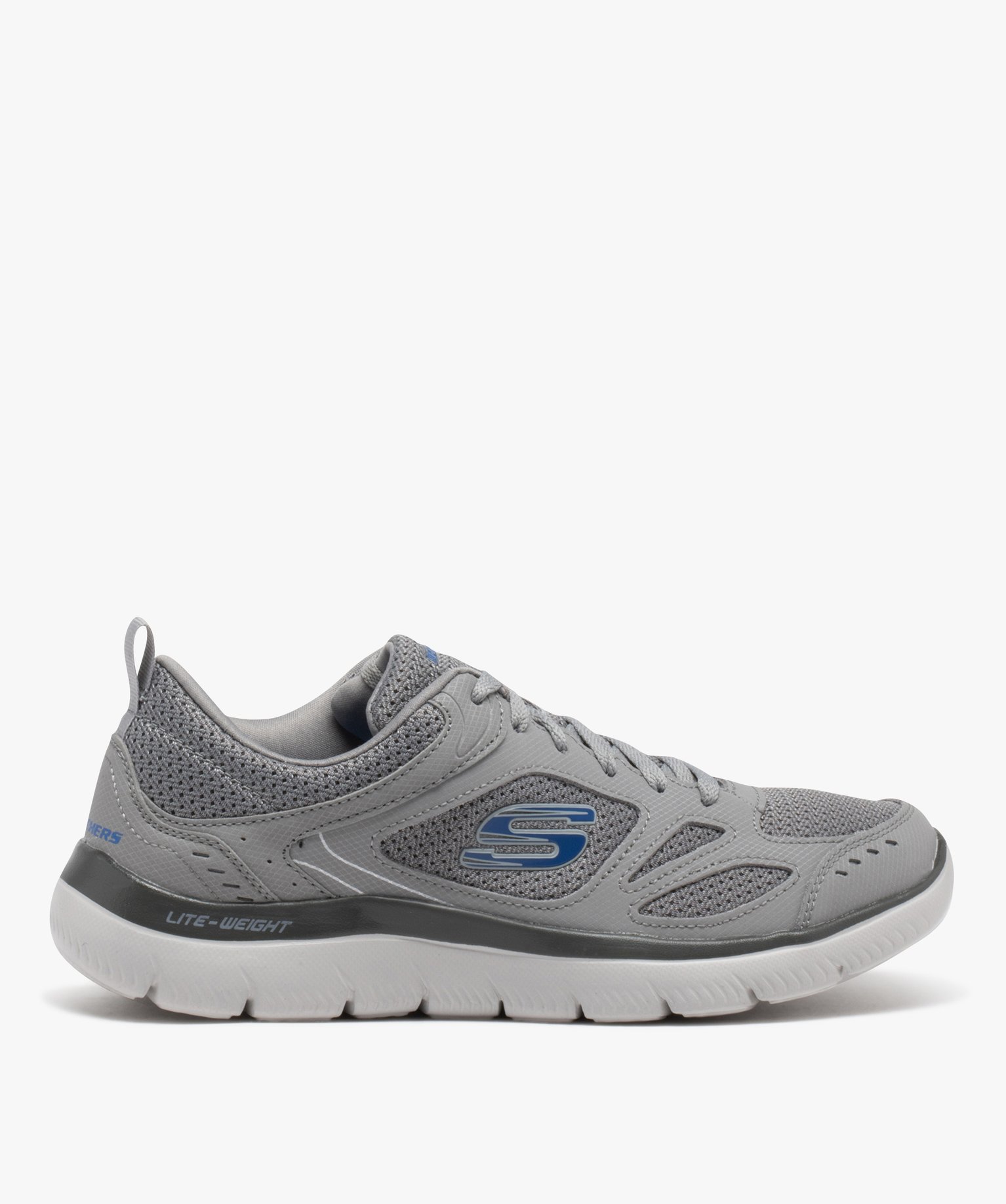 Baskets homme unies détails en mesh - Skechers gris | GEMO