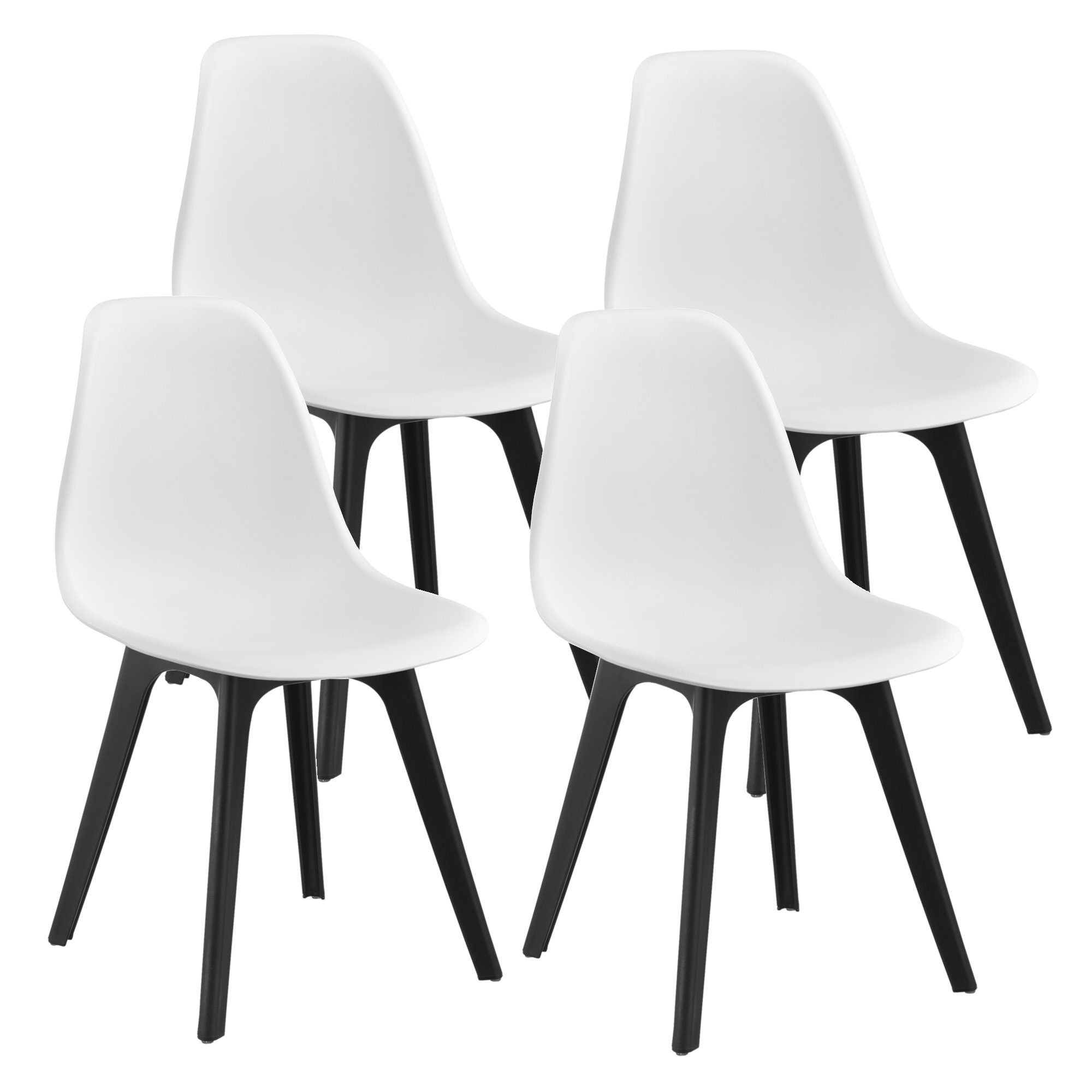 en.casa Essgruppe, (Set, 5-tlg., Esstisch mit 4 Stühlen), Horten Esstisch mit 4 Stühlen Weiß / Schwarz