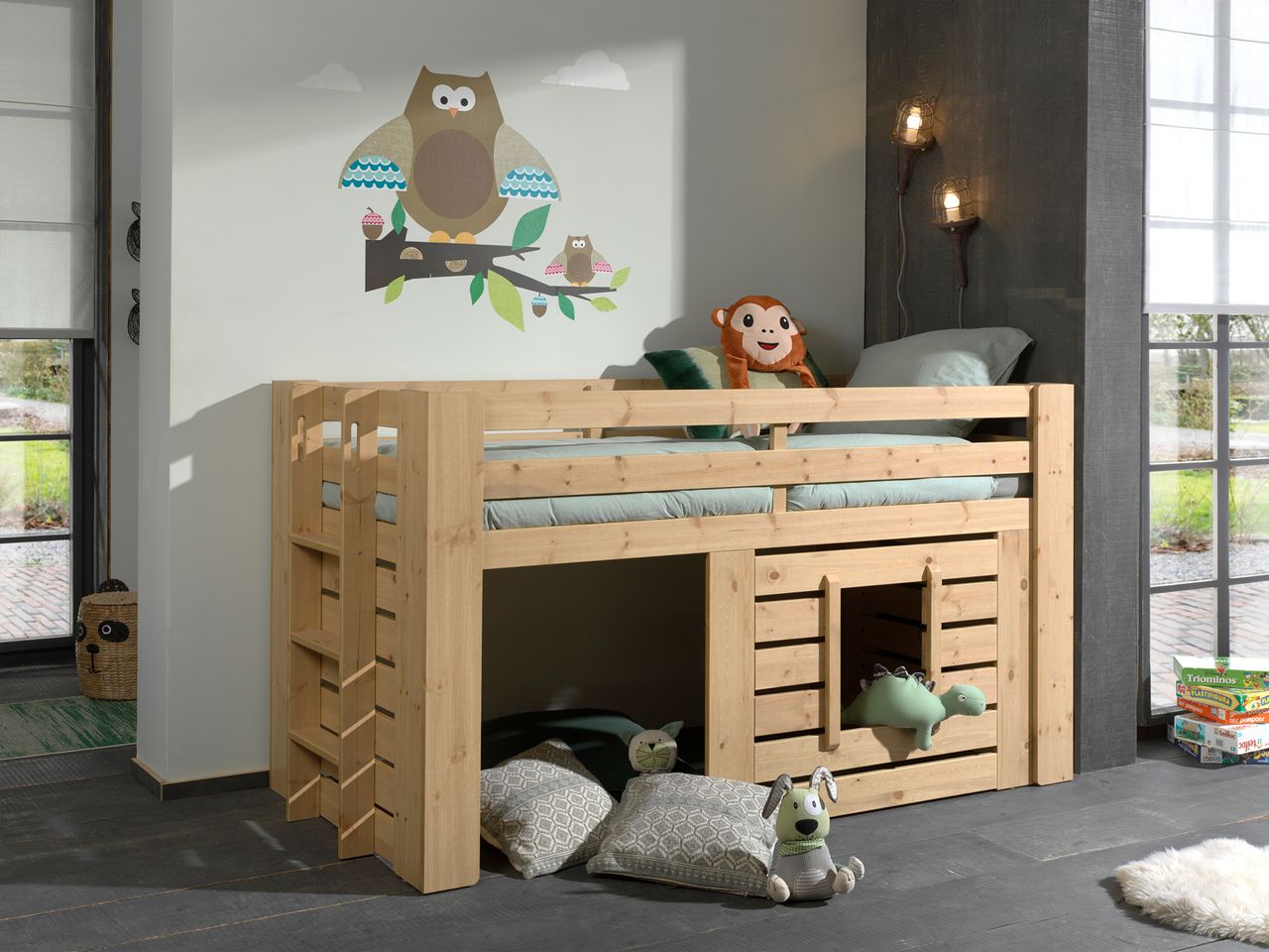 VIPACK Hüttenbett, 90 x 200 cm, Ausf. Kiefer Farbe Oak