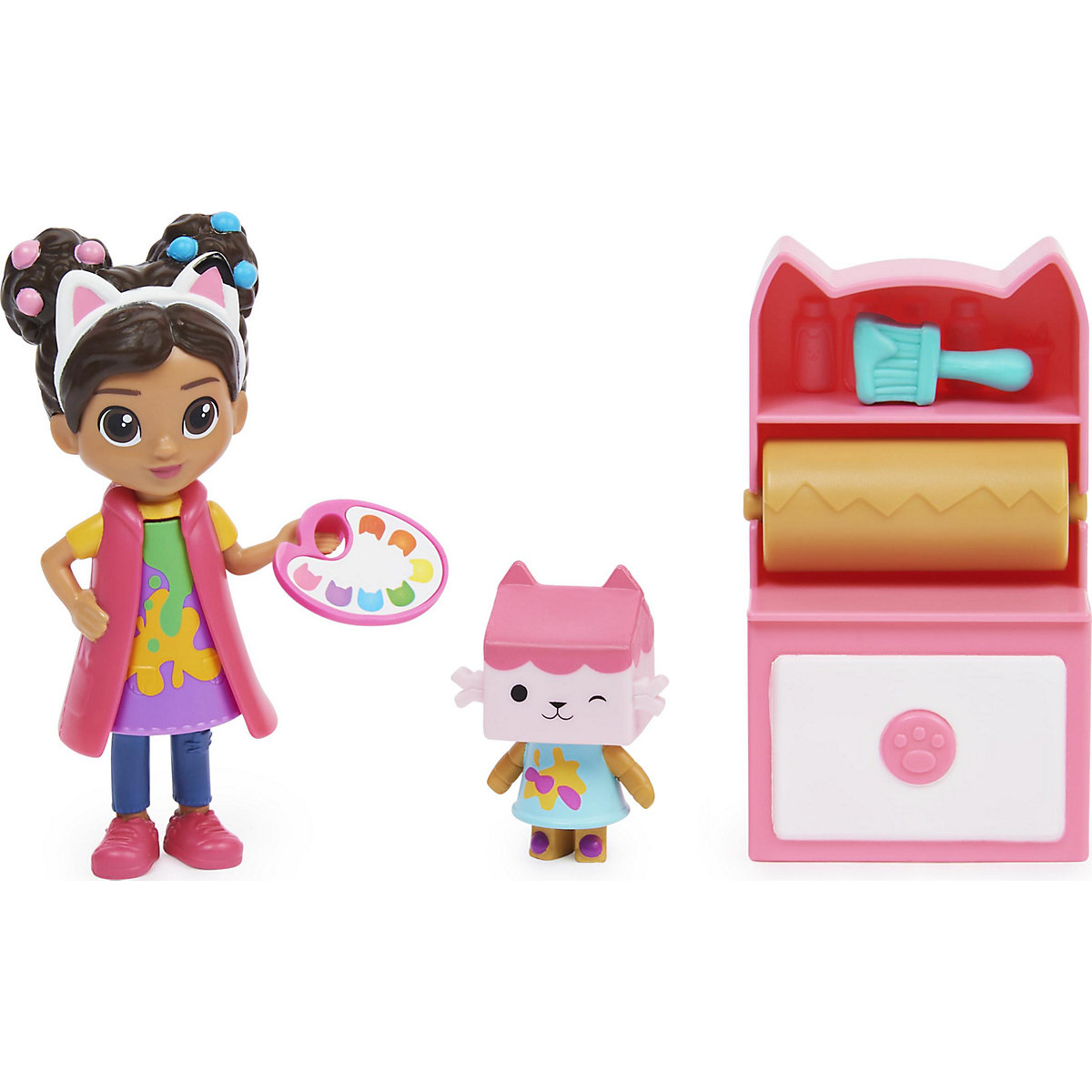 Gabby’s Dollhouse Cat-tivity Set, Art Studio - Bastel und Kunst Set mit Gabby und Baby Box, 2 Zubehörteilen, Überraschungsbox und Möbelstück, geeignet für Kinder ab 3 Jahren