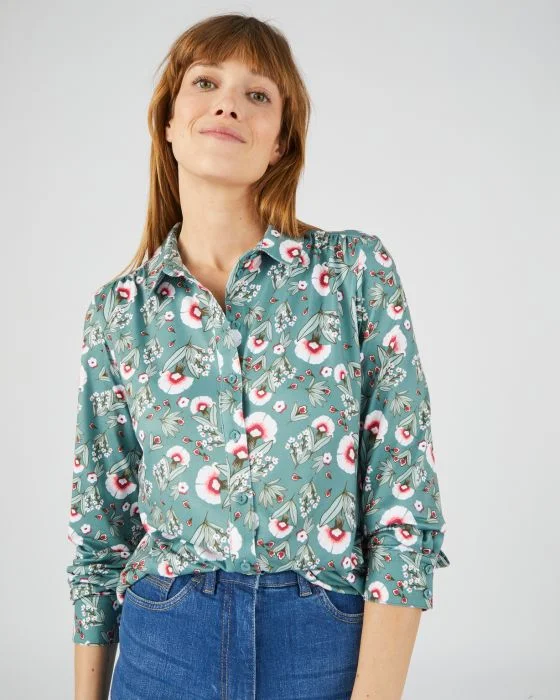 Chemisier maille chaude fleuri ou géométrique