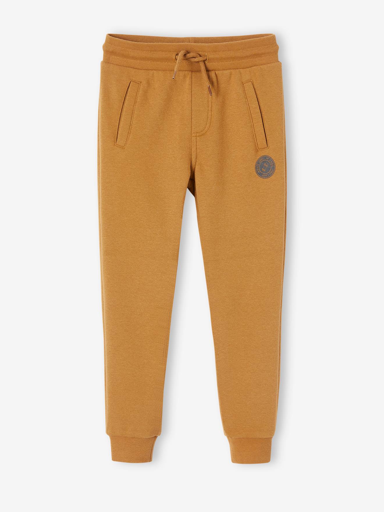 Pantalon jogging Basics garçon en molleton gris moyen chiné